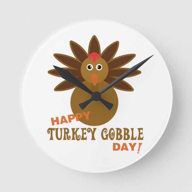 Horloge Ronde Joyeux Jour de la grogne turque Thanksgiving (Recto)
