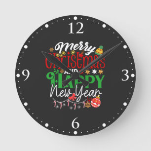 Horloge Ronde Joyeux Noël et Bonne Année-67342