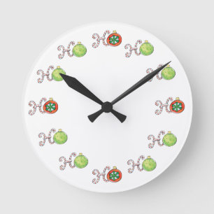 Horloge Ronde Joyeux Noël Ho Ho Ho, Canneberges Ornements