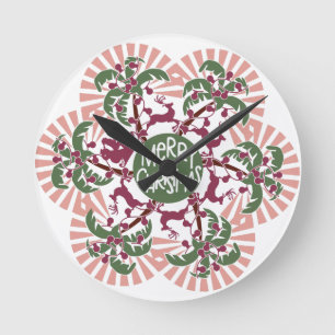 Horloge Ronde Joyeux palmier de Noël Mandala