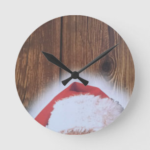Horloge Ronde Joyeux réveillon de Noël, Casquette de Père Noël