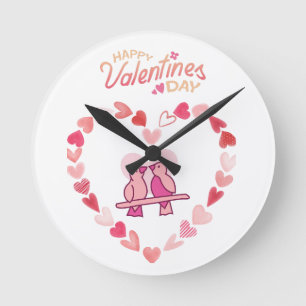 Horloge Ronde Joyeux Valentines Jour Inséparables Rose Heart Wre