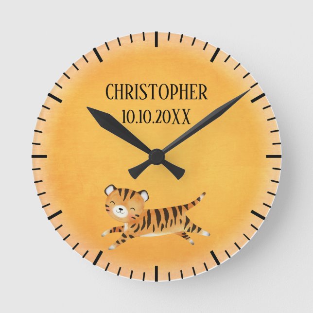 Horloge Ronde Jungle Animal Tiger Safari Monogram Nursery (Recto)