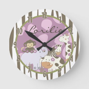 Horloge Ronde Jungle Girly personnalisée de Jacana d'horloge