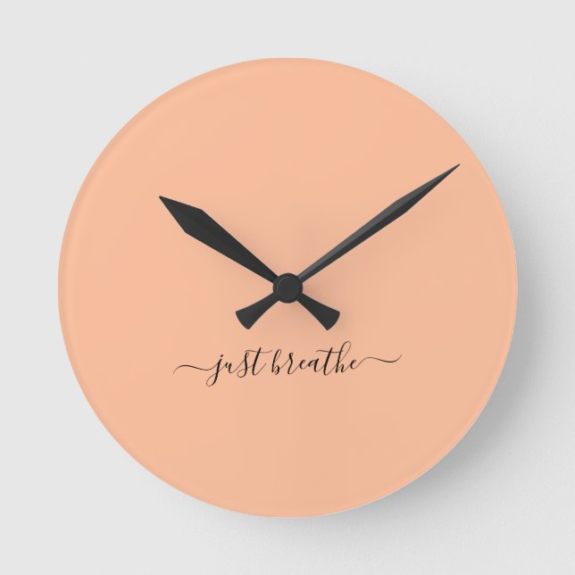 Horloge Ronde Juste respirer orange élégant script yoga (Recto)