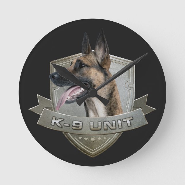 Horloge Ronde K9 Unit Malinois - Belgian shepherd (Recto)