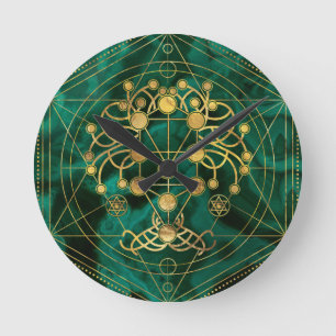 Horloge Ronde Kabbalah L'arbre de vie - Malachite