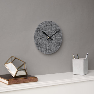 Horloge Ronde Kaleidoscope noir/gris moderne Art Abstrait