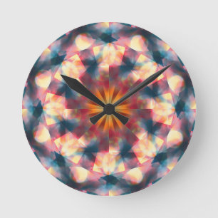 Horloge Ronde Kaleidoscopique Prismatique Mandala