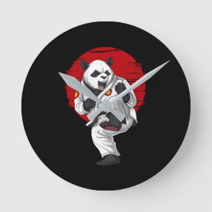 Horloge Ronde Karaté des ours de Panda