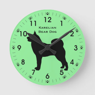 Horloge Ronde Karelian Bear Dog Silhouette Personalized