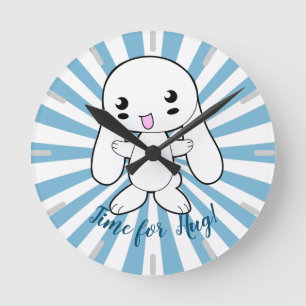 Horloge Ronde Kawaii Bunny sur la coutume de l'accolade