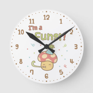 Horloge Ronde Kawaii je suis un décor de pièce de champignon d