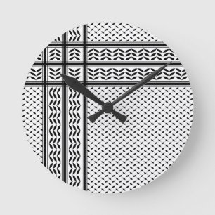 Horloge Ronde Keffiyeh Symbole de la Résistance Palestinienne Mo