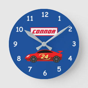 Horloge Ronde Kid's race car small round clock for boy