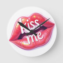 Kiss Me Glossy Red Lips Art Illustration