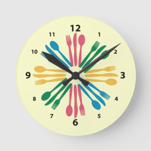 Horloge Ronde Kitchen Utensils Wall Clock