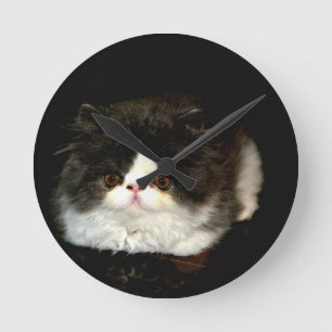 Horloge Ronde Kitten noir et blanc