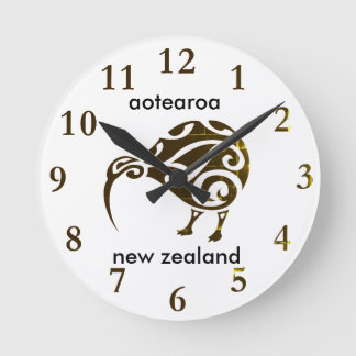 Horloge Ronde kiwi de la Nouvelle Zélande d'aotearoa
