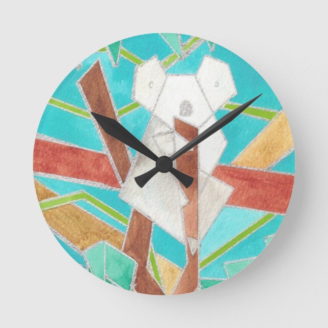 Horloge Ronde Koala in Tree Art Abstrait original (Recto)