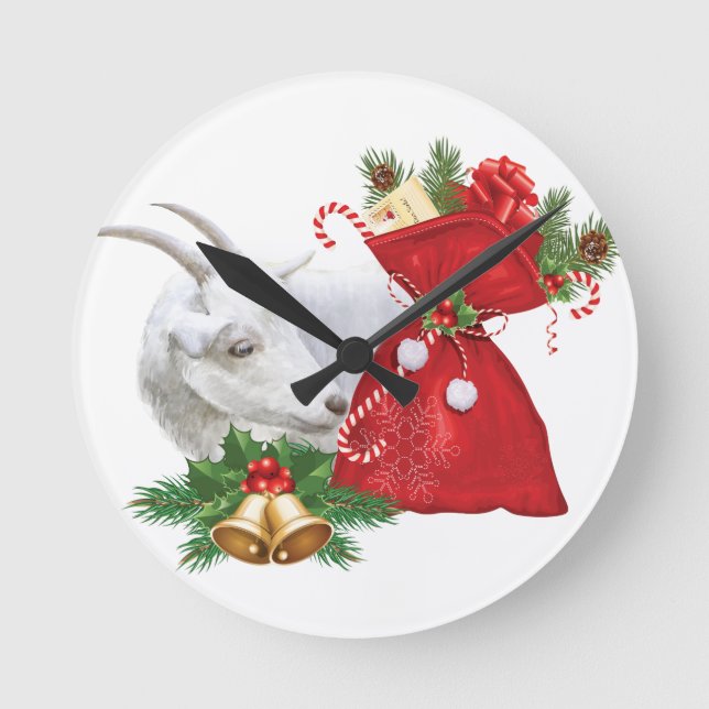 Horloge Ronde La Chèvre Saanen avec l'esprit de vacances (Recto)