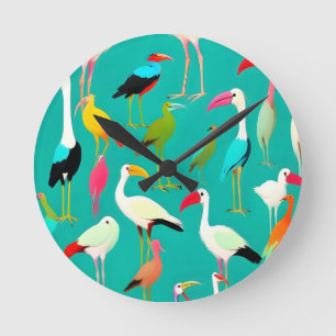 Horloge Ronde La danse des couleurs des oiseaux