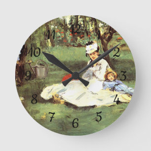 Horloge Ronde La famille Monet dans son jardin Edouard Manet