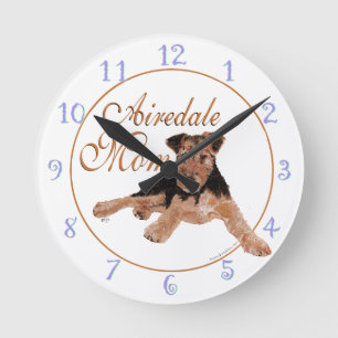 Horloge Ronde La fête des mères Airedale Terrier