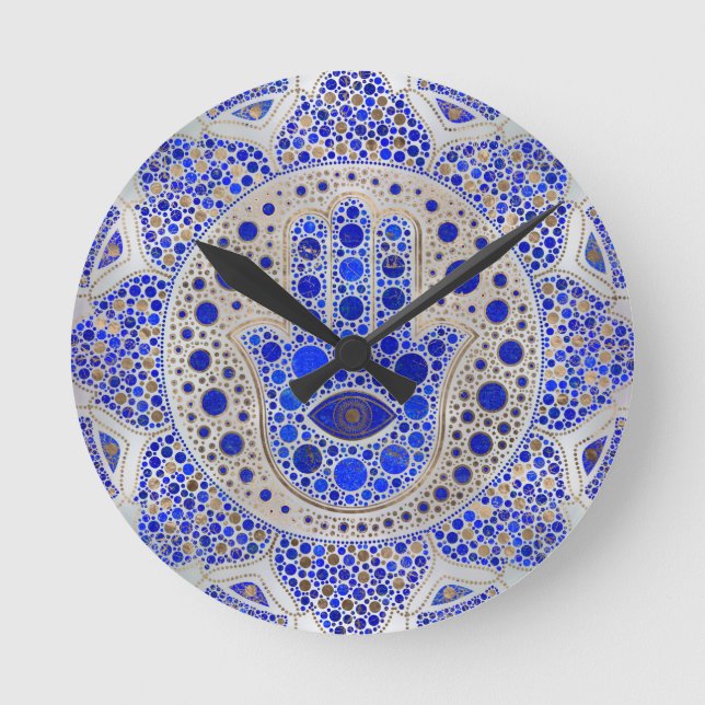 Horloge Ronde La main de Hamsa sur la mère de la perle (Recto)