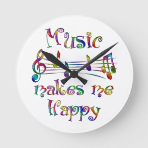 Horloge Ronde La Musique Me Rend Heureux
