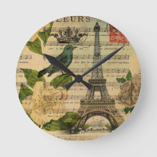 Horloge Ronde la musique note Tour Eiffel de Paris de Français