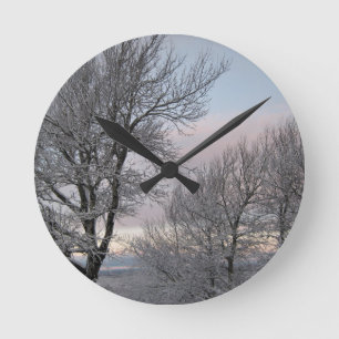 Horloge Ronde La neige a couvert des branches