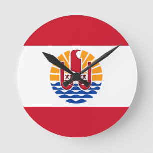Horloge Ronde La Polynésie française diminue, Drapeau Polynésie