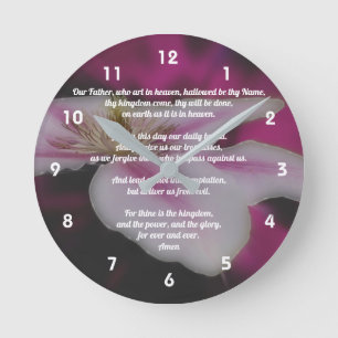 Horloge Ronde La prière du Seigneur Notre Père Clematis