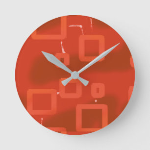 Horloge Ronde La Saint-Valentin Rouge Abstrait Géométrique Fanta
