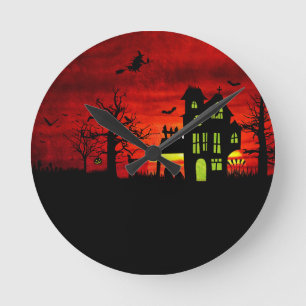 Horloge Ronde La sorcière Éffrayante d'Halloween