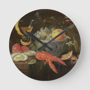 Horloge Ronde La vie toujours avec le fruit et les mollusques et