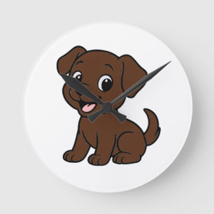 Horloge Ronde Labrador chocolat dessin animé