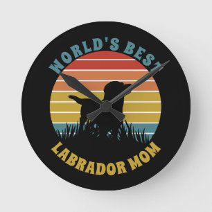 Horloge Ronde Labrador Retro Sunset Personnalisé