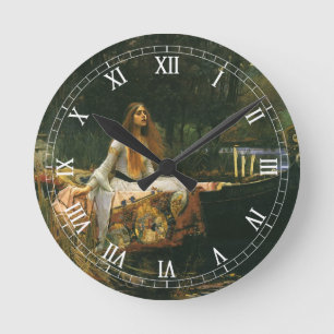 Horloge Ronde Lady Shalott On Boat par John William Waterhouse