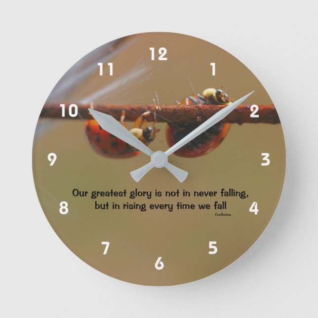Horloge Ronde Ladybugs Attitude Inspiration Confucius Citation (Recto)