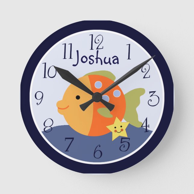 Horloge Ronde Lagon Bleu Personnalisé/Horloge De Poisson (Recto)