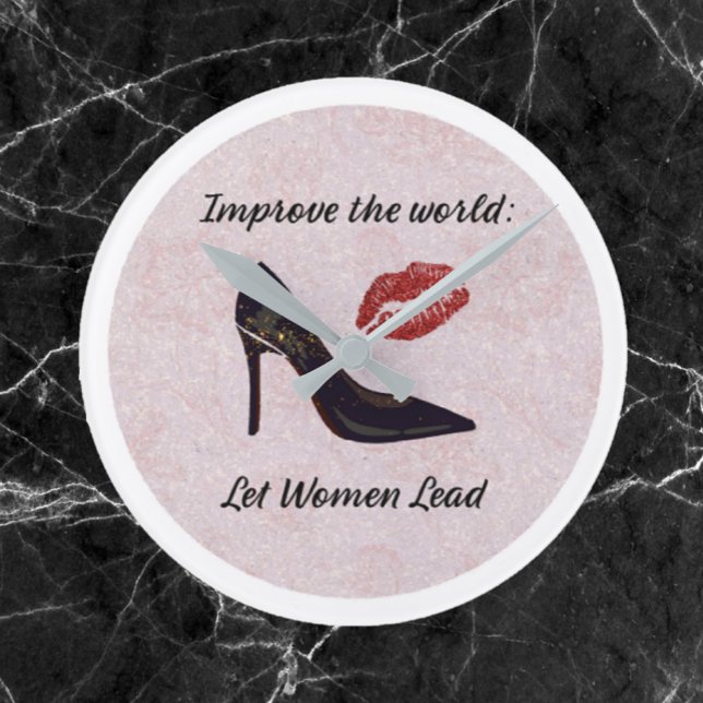 Horloge Ronde Laisser les femmes diriger l'horloge murale acryli (Bookmark my store! https://www.zazzle.com/store/capricepetit)