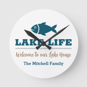 Horloge Ronde Lake Life Bienvenue À Notre Lake House
