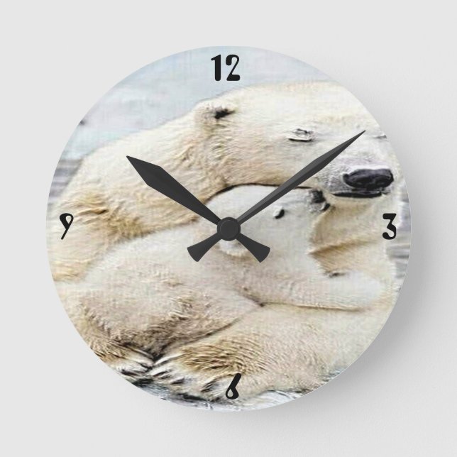 Horloge Ronde "L'amour de l'ours polaire" (Recto)
