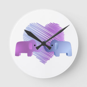 Horloge Ronde L'amour des éléphants