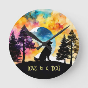 Horloge Ronde L'amour est un chien qui vous attend *Personnalise