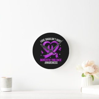 Horloge Ronde L'amour ne devrait pas faire mal Sensibilisation à