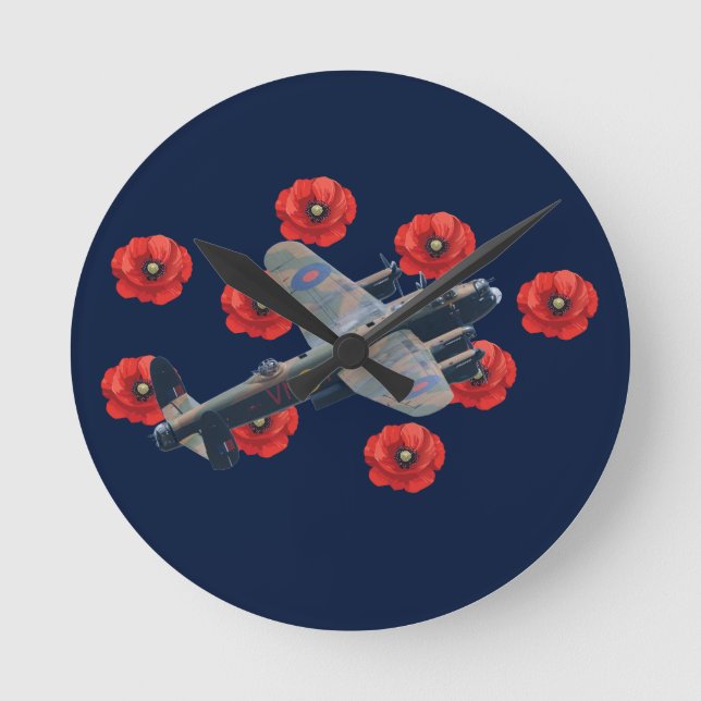 Horloge Ronde Lancaster vintage parmi les coquelicots rouges (Recto)