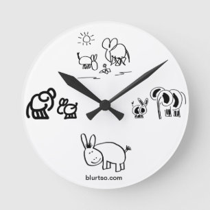 Horloge Ronde l'âne et l'éléphant indiquent le temps